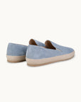 Leone Espadrilles Shoes - Premium Light Blue Suede Slip on Loafers for both casual and formal settings